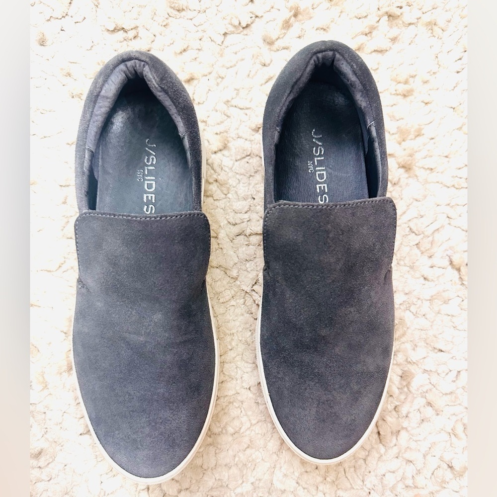 J/Slides Unisex Charcoal Gray Suede Top Slip-On Sneakers Shoes Size 8